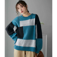 配色ジャガードオーバーサイズニット 大きいサイズ