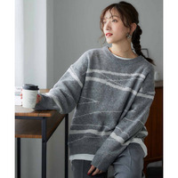 配色ジャガードオーバーサイズニット 大きいサイズ