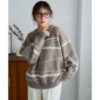 配色ジャガードオーバーサイズニット 大きいサイズ