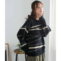 配色ジャガードオーバーサイズニット 大きいサイズ
