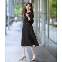 ベルト付き配色ワンピース 大きいサイズ