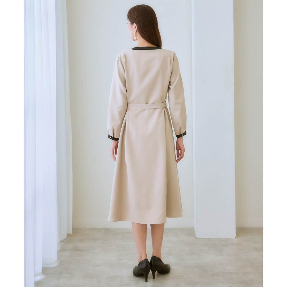 ベルト付き配色ワンピース 大きいサイズ10