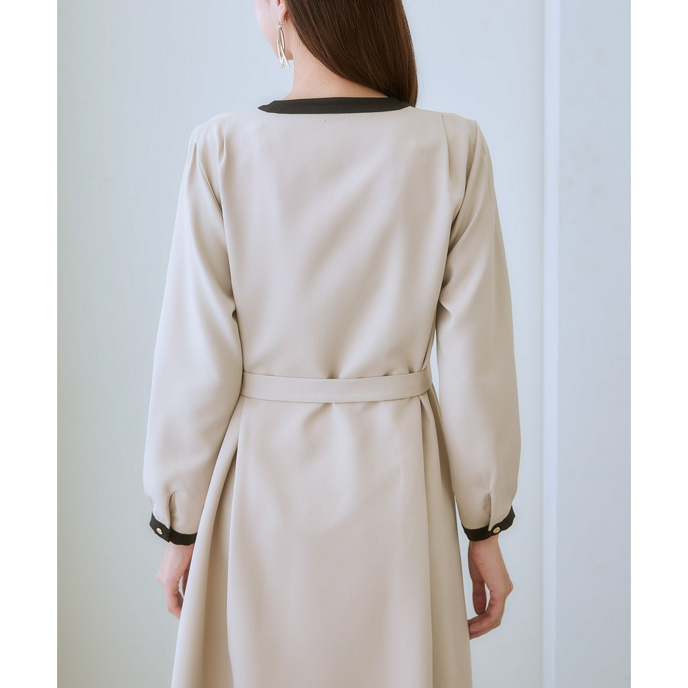 ベルト付き配色ワンピース 大きいサイズ13