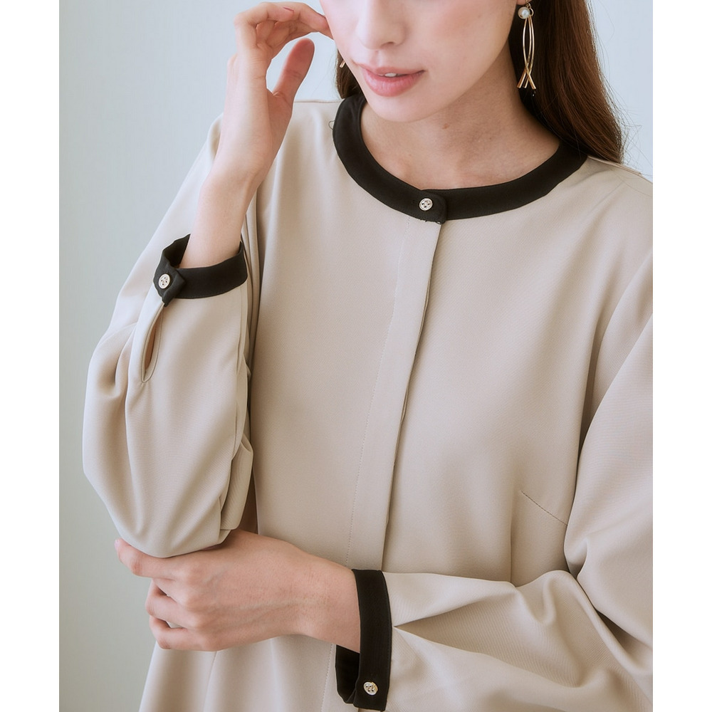 ベルト付き配色ワンピース 大きいサイズ14