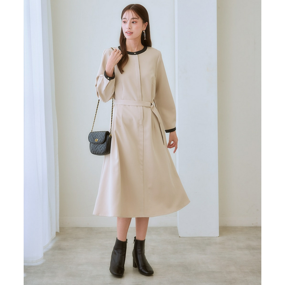 ベルト付き配色ワンピース 大きいサイズ17