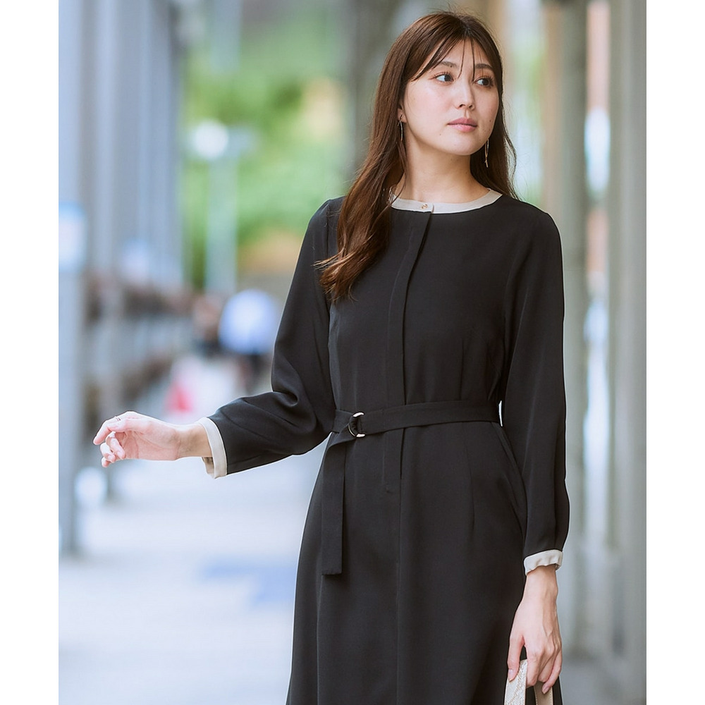 ベルト付き配色ワンピース 大きいサイズ19