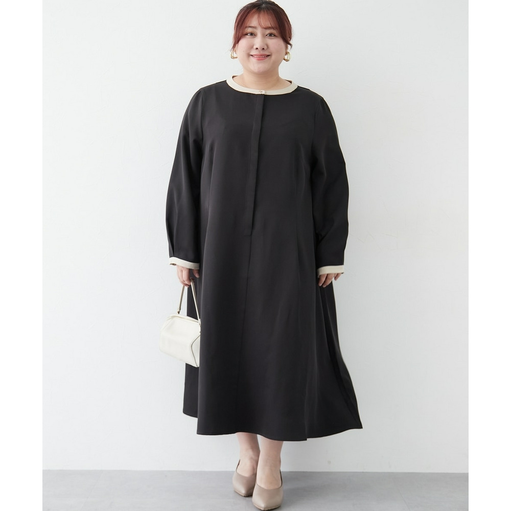 ベルト付き配色ワンピース 大きいサイズ23