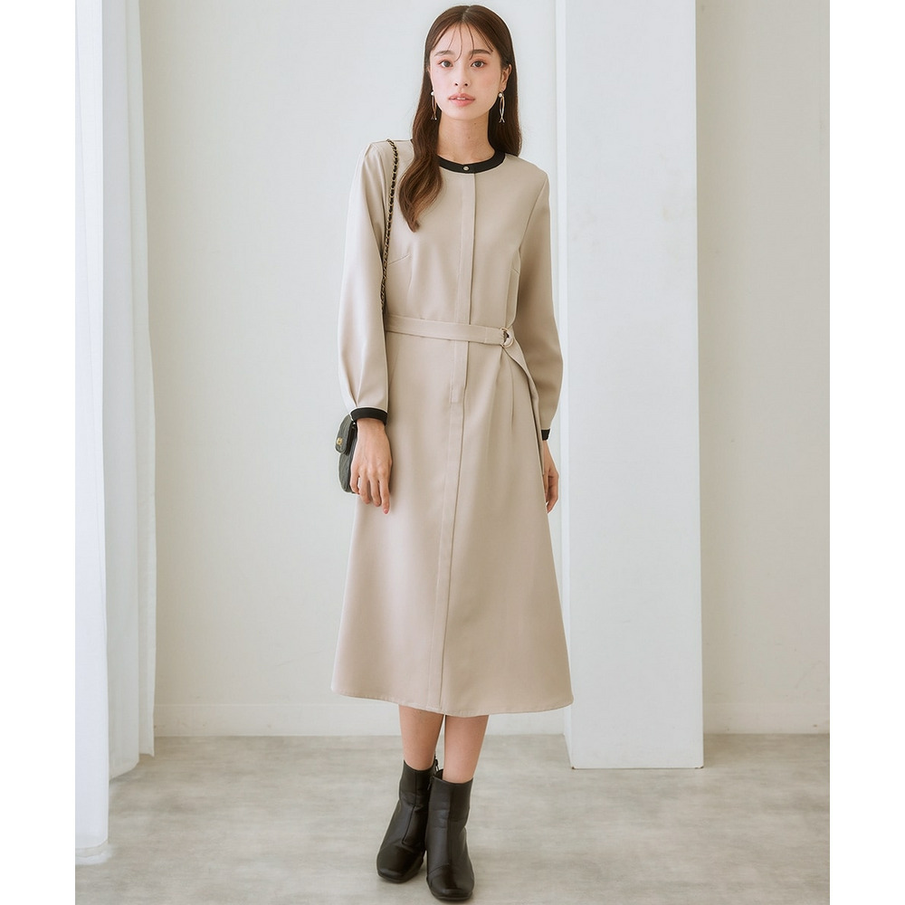 ベルト付き配色ワンピース 大きいサイズ25