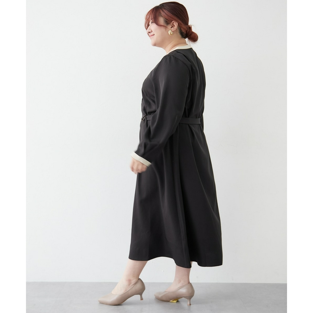 ベルト付き配色ワンピース 大きいサイズ27