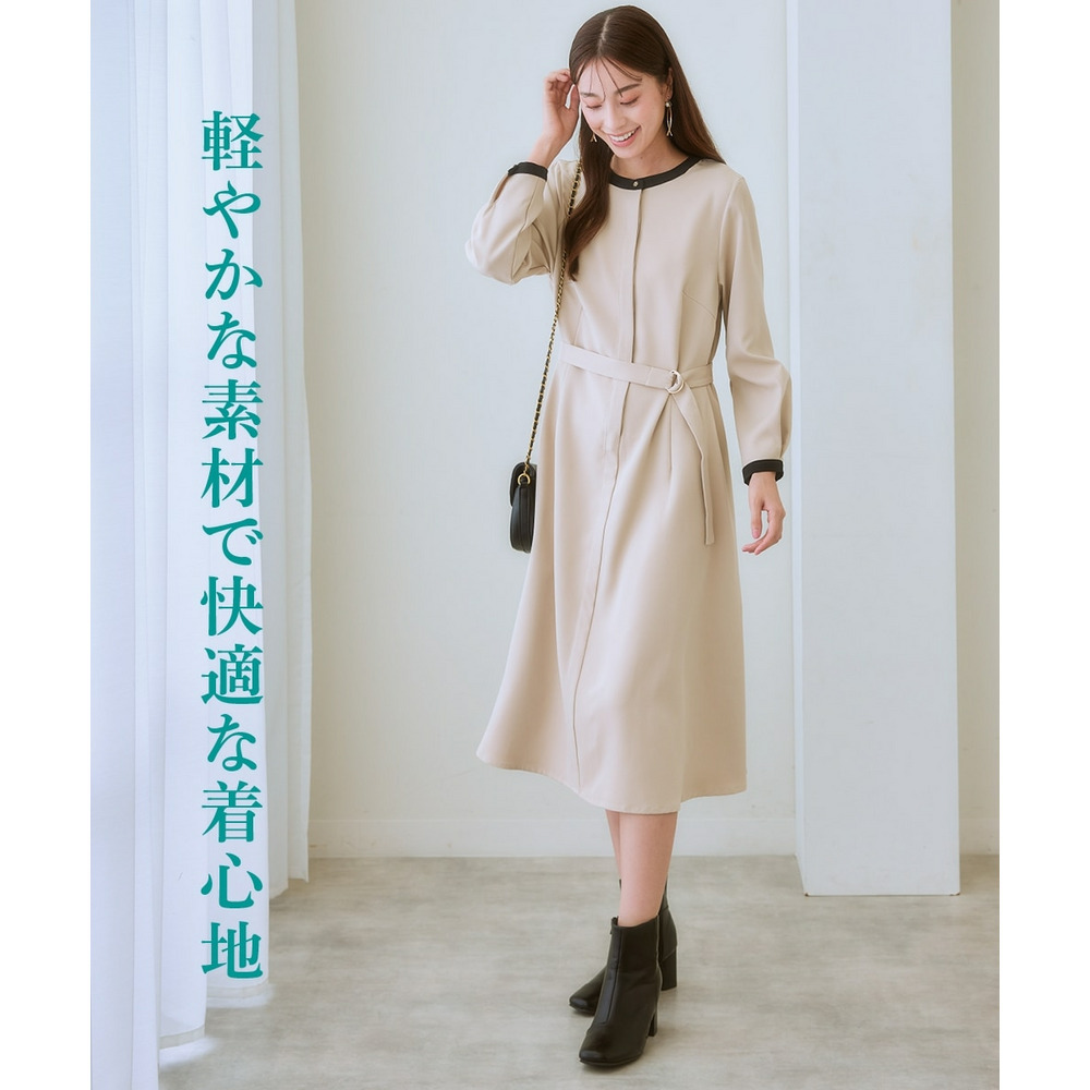 ベルト付き配色ワンピース 大きいサイズ4