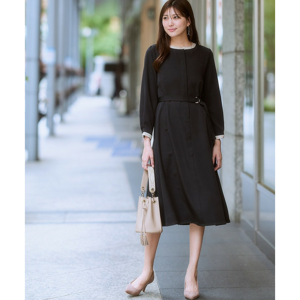 ベルト付き配色ワンピース 大きいサイズ7