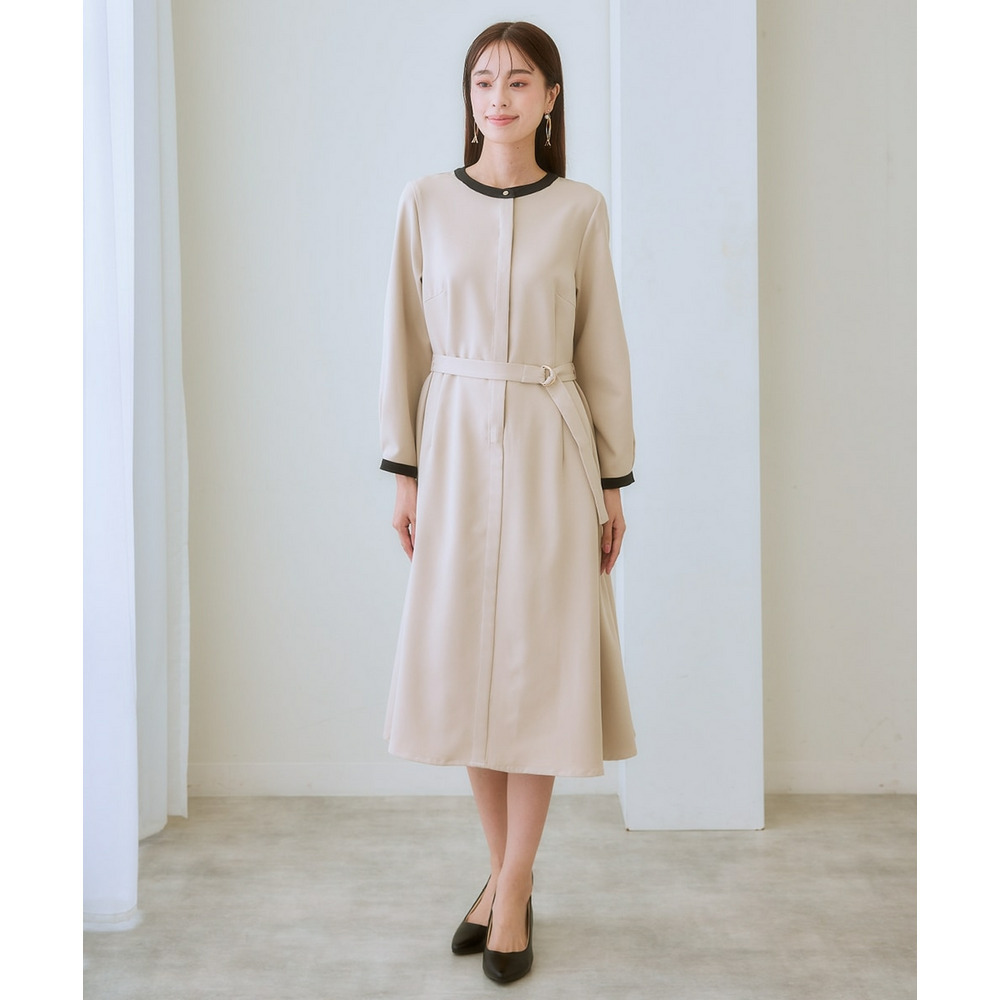 ベルト付き配色ワンピース 大きいサイズ8