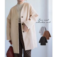 フェイクウールノーカラーコート 大きいサイズ