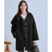 フェイクウールノーカラーコート 大きいサイズ