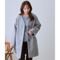 フェイクウールノーカラーコート 大きいサイズ