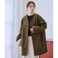 フェイクウールノーカラーコート 大きいサイズ