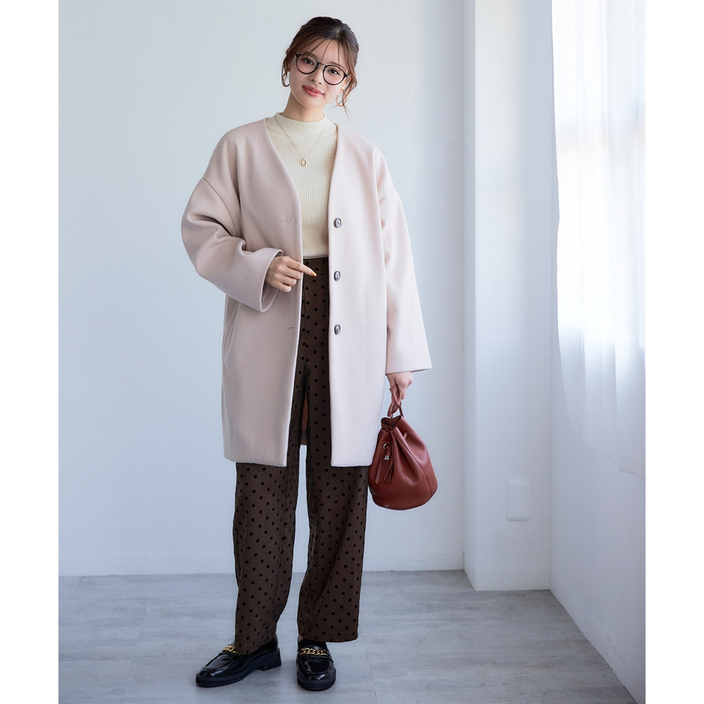 フェイクウールノーカラーコート 大きいサイズ10