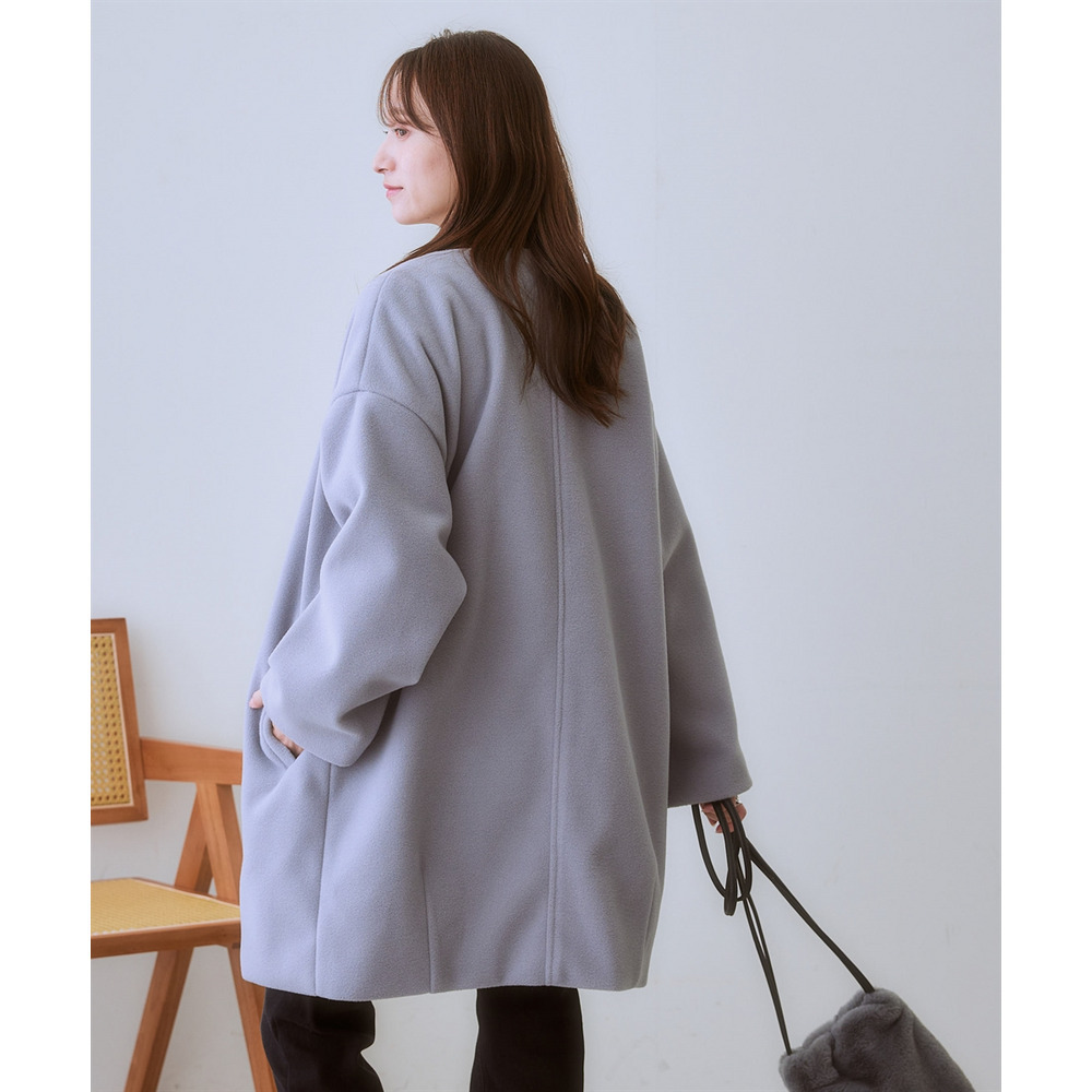 フェイクウールノーカラーコート 大きいサイズ13