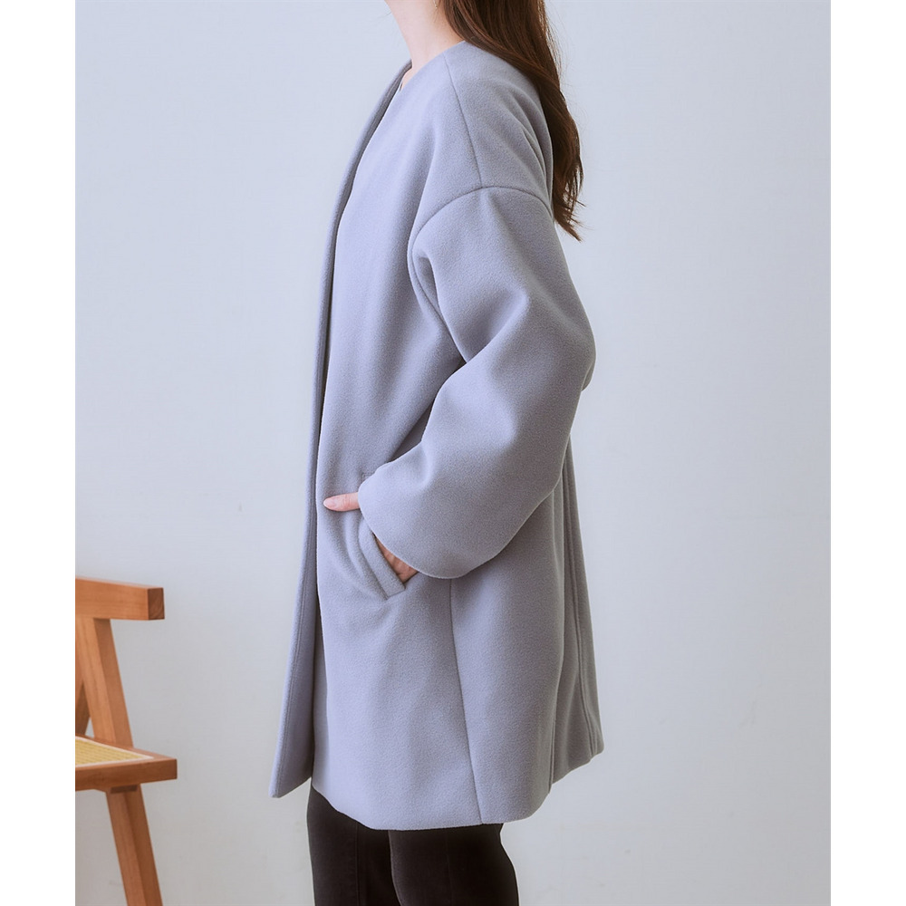 フェイクウールノーカラーコート 大きいサイズ27