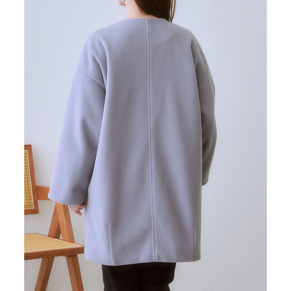フェイクウールノーカラーコート 大きいサイズ28