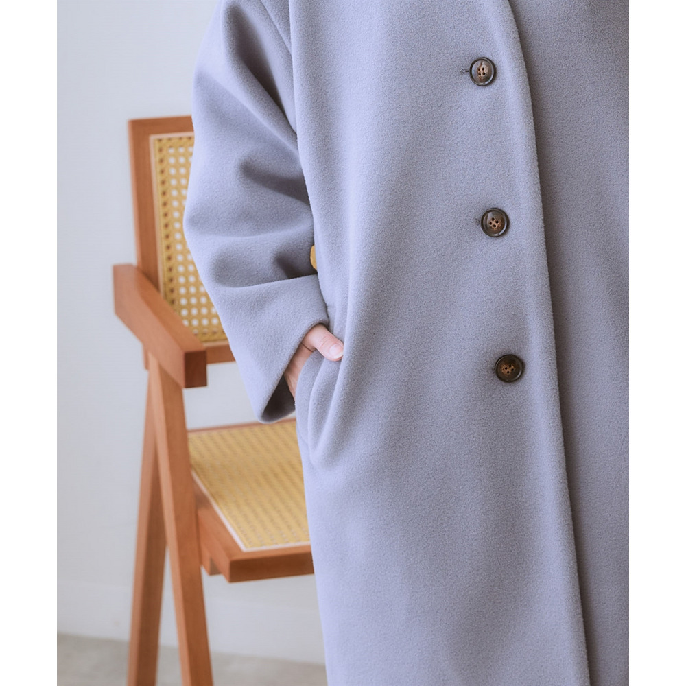 フェイクウールノーカラーコート 大きいサイズ29