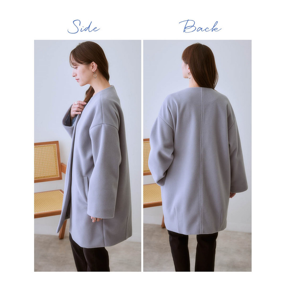 フェイクウールノーカラーコート 大きいサイズ6