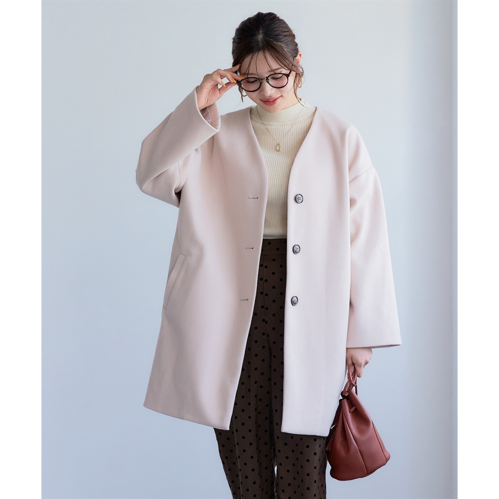 フェイクウールノーカラーコート 大きいサイズ9