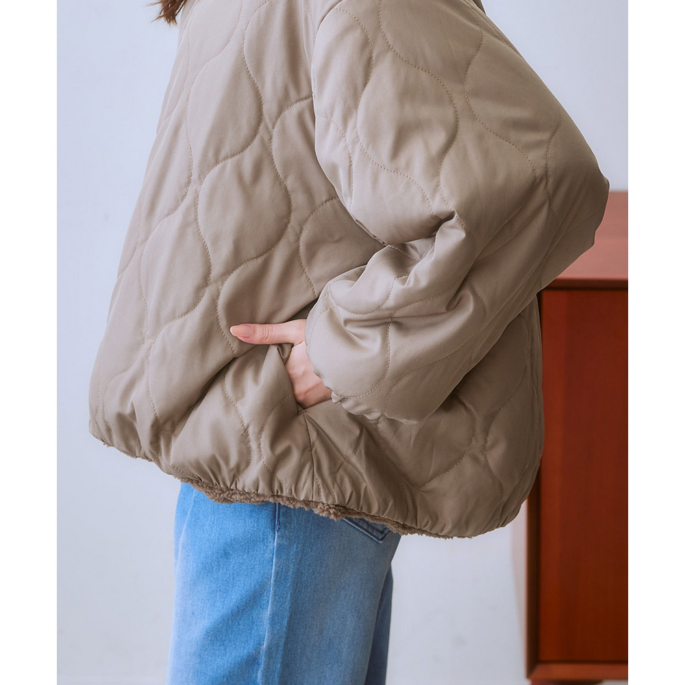 ボア&中綿リバーシブルコート 大きいサイズ16