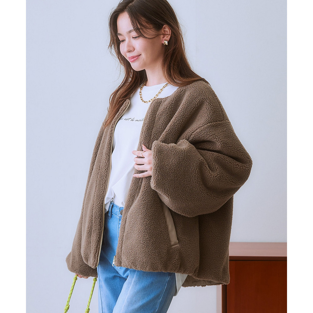 ボア&中綿リバーシブルコート 大きいサイズ8