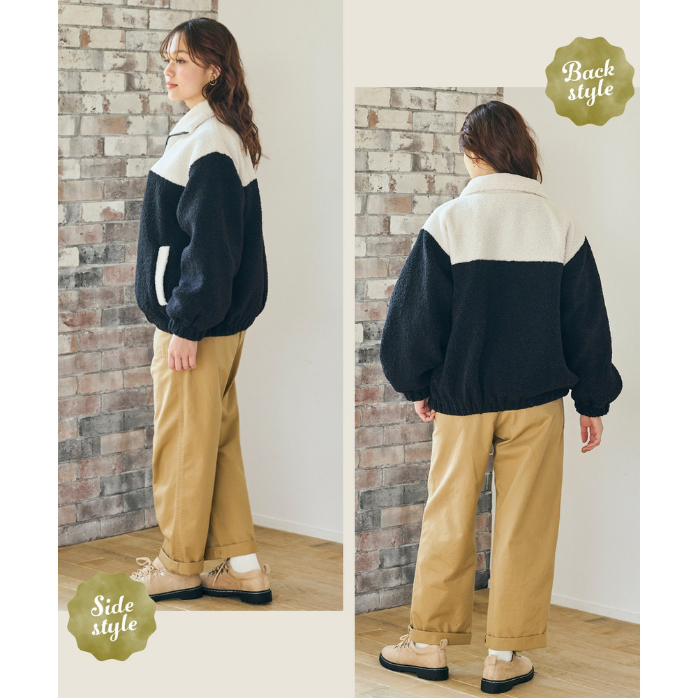 暖かスタンドボアブルゾン 大きいサイズ10