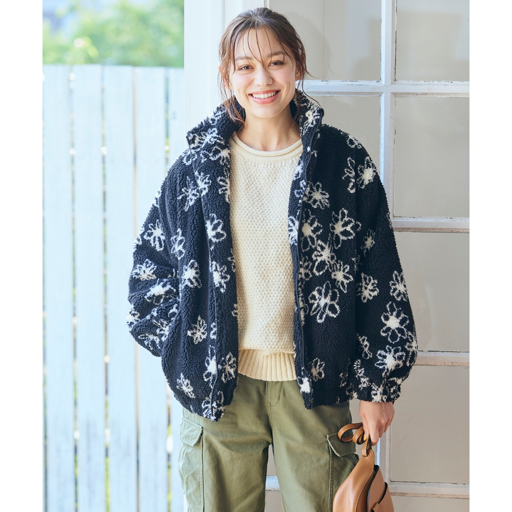 暖かスタンドボアブルゾン 大きいサイズ16