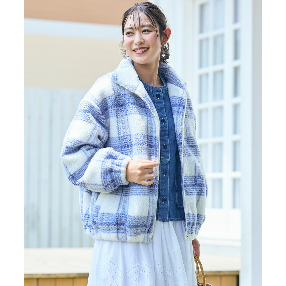 暖かスタンドボアブルゾン 大きいサイズ18