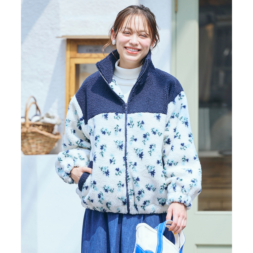 暖かスタンドボアブルゾン 大きいサイズ1