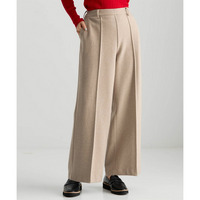 洗濯機で洗える綿混ウール見えカットソーやわらかピンタックマニッシュワイドパンツ 大きいサイズ