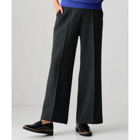 洗濯機で洗える綿混ウール見えカットソーやわらかピンタックマニッシュワイドパンツ 大きいサイズ