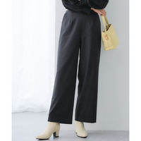 【あったか裏起毛】ウール調ストレッチワイドパンツ（しわになりにくい・保温性） 大きいサイズ