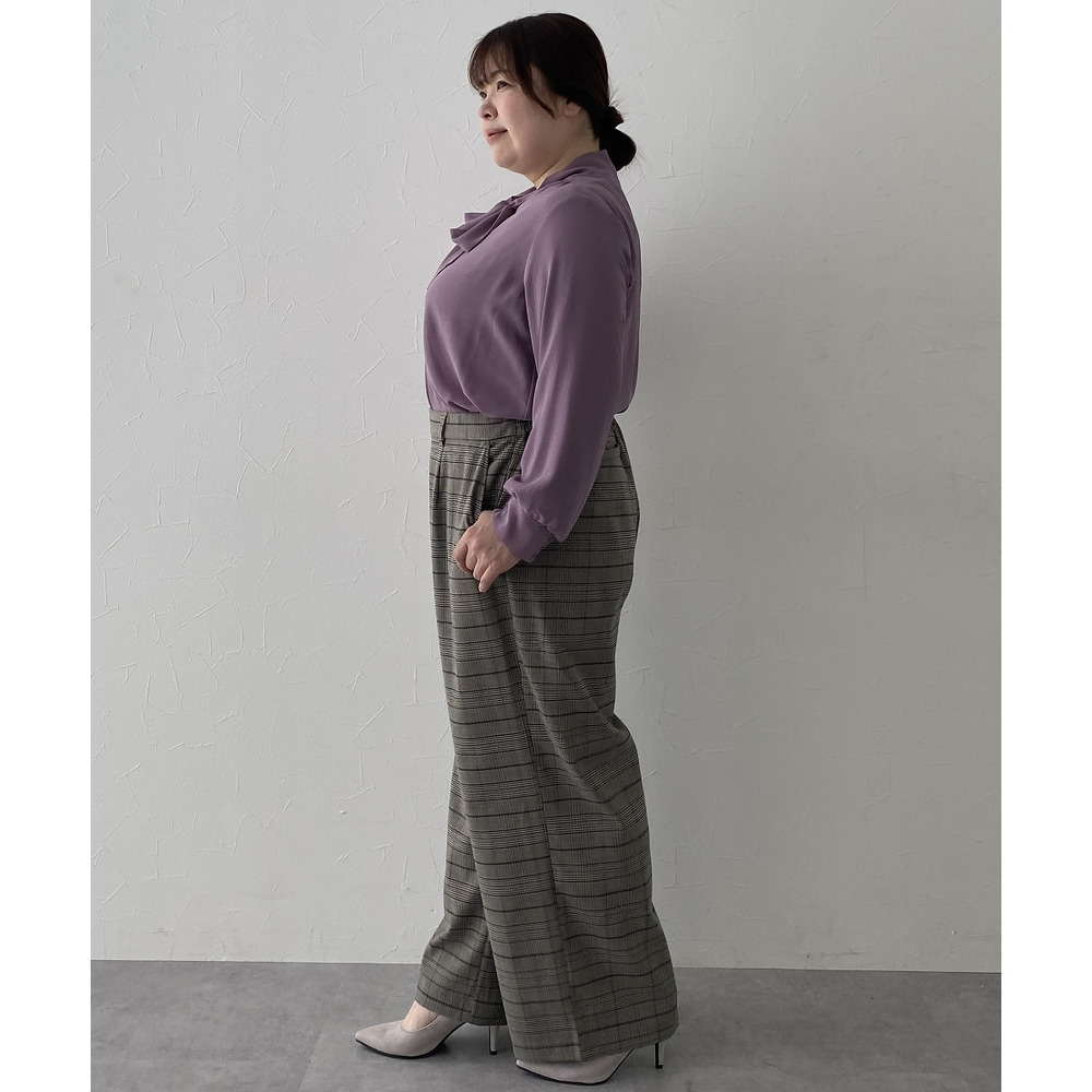 【あったか裏起毛】ウール調ストレッチワイドパンツ(しわになりにくい・保温性) 大きいサイズ19