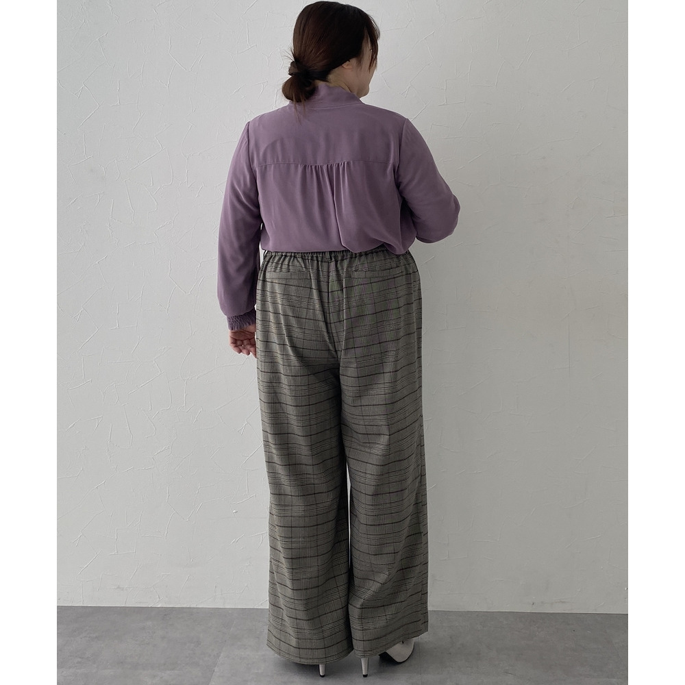 【あったか裏起毛】ウール調ストレッチワイドパンツ(しわになりにくい・保温性) 大きいサイズ20