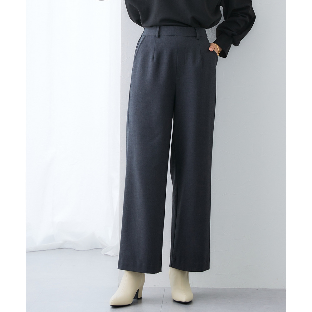 【あったか裏起毛】ウール調ストレッチワイドパンツ(しわになりにくい・保温性) 大きいサイズ21