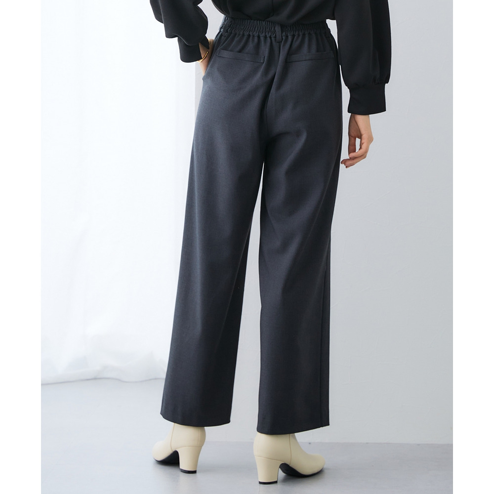 【あったか裏起毛】ウール調ストレッチワイドパンツ(しわになりにくい・保温性) 大きいサイズ23