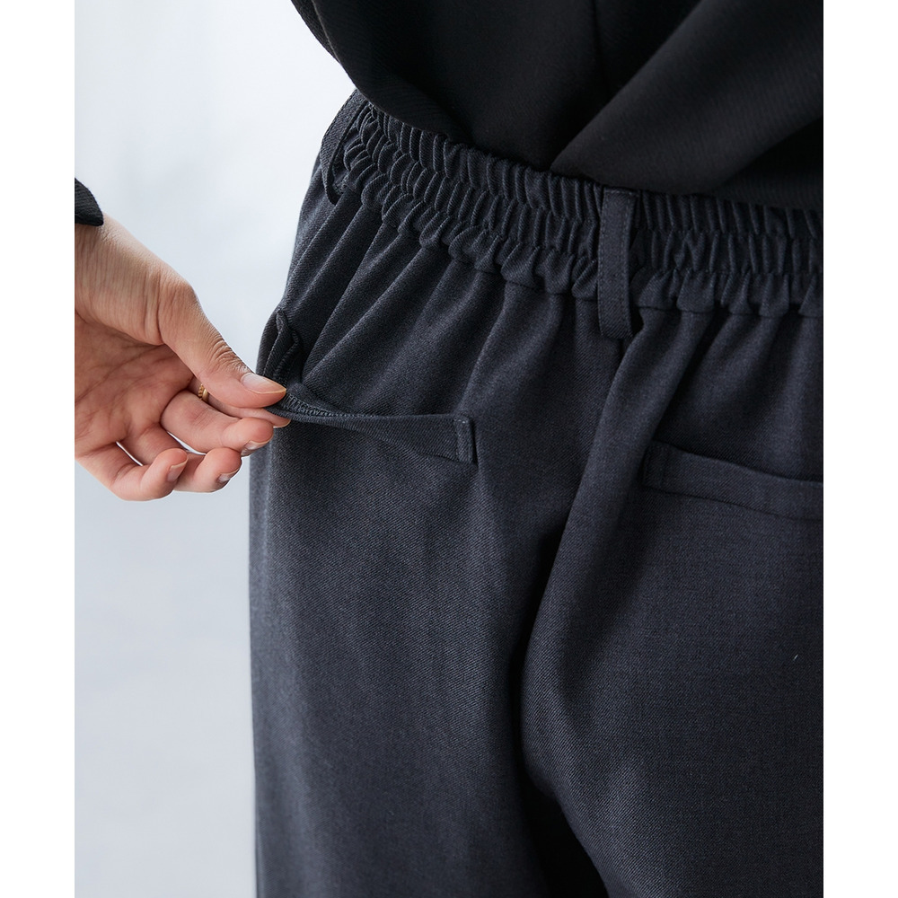 【あったか裏起毛】ウール調ストレッチワイドパンツ(しわになりにくい・保温性) 大きいサイズ27