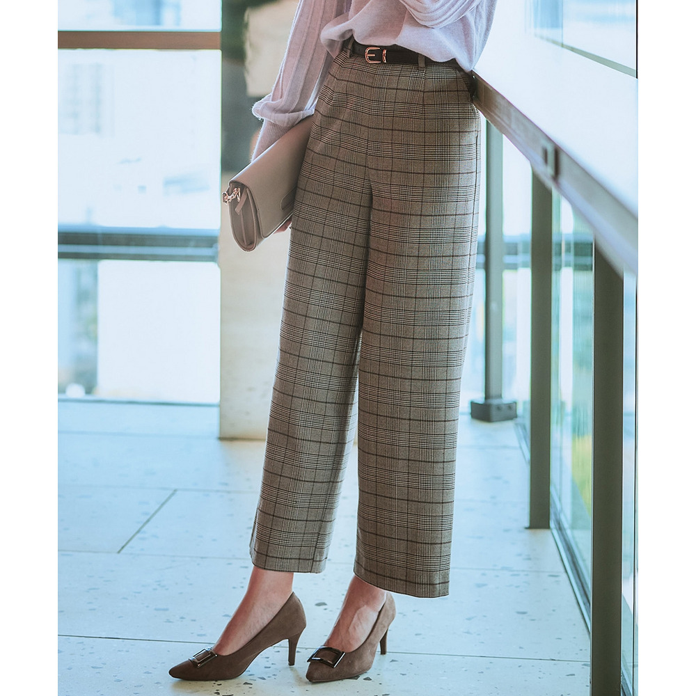 【あったか裏起毛】ウール調ストレッチワイドパンツ(しわになりにくい・保温性) 大きいサイズ1