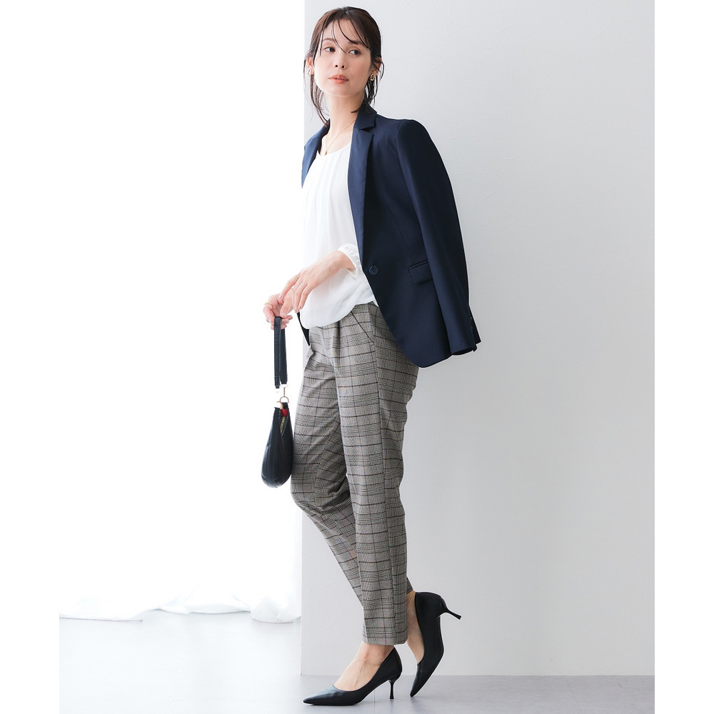 【あったか裏起毛】ウール調ストレッチテーパードパンツ(しわになりにくい・保温性) 大きいサイズ14