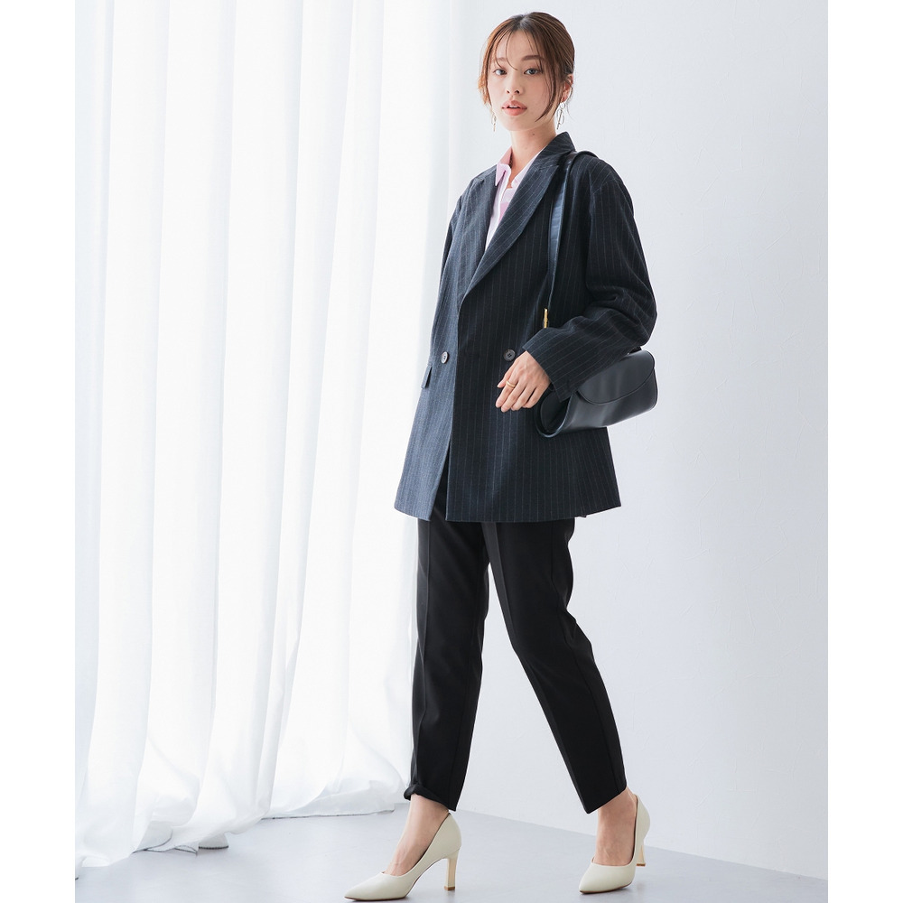 【あったか裏起毛】ウール調ストレッチテーパードパンツ(しわになりにくい・保温性) 大きいサイズ15