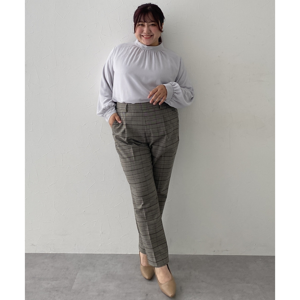 【あったか裏起毛】ウール調ストレッチテーパードパンツ(しわになりにくい・保温性) 大きいサイズ17