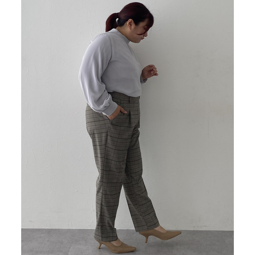 【あったか裏起毛】ウール調ストレッチテーパードパンツ(しわになりにくい・保温性) 大きいサイズ18