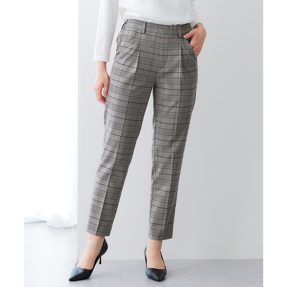 【あったか裏起毛】ウール調ストレッチテーパードパンツ(しわになりにくい・保温性) 大きいサイズ20