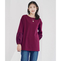 ふんわり異素材袖やわらかカットソーチュニックブラウス 大きいサイズ