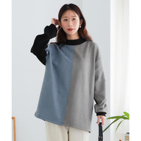 スエード配色モックネックドルマンプルオーバー 大きいサイズ