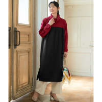 異素材切替オフタートルワンピース 大きいサイズ